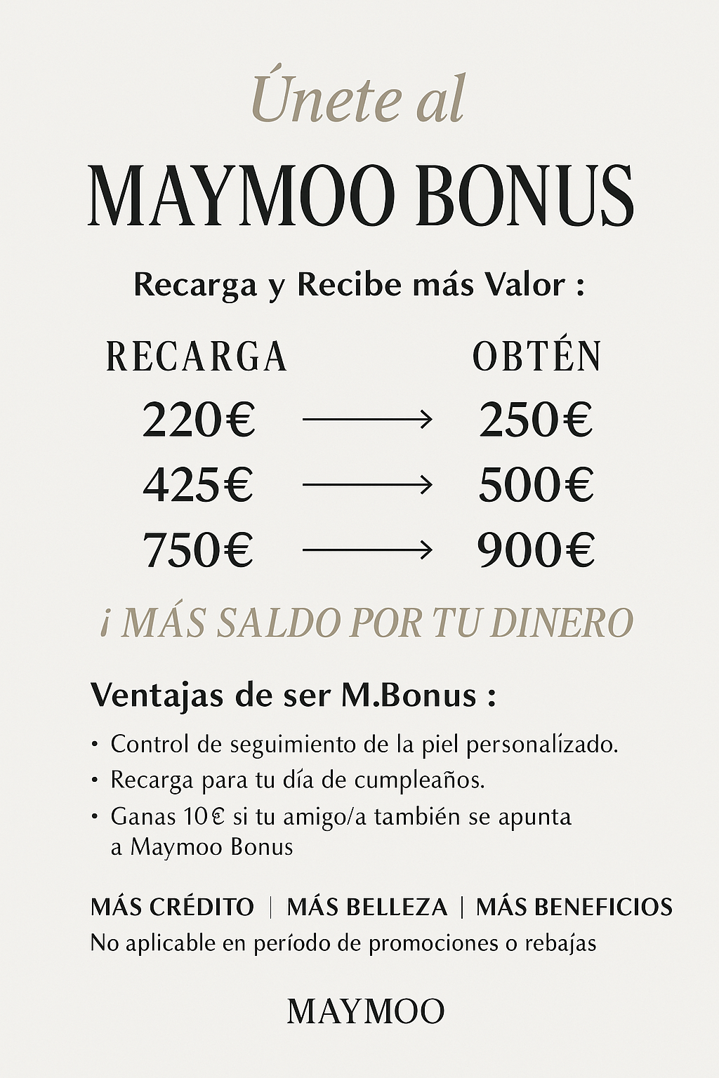 Maymoo bonus| Recarga 220€ obtén 250€