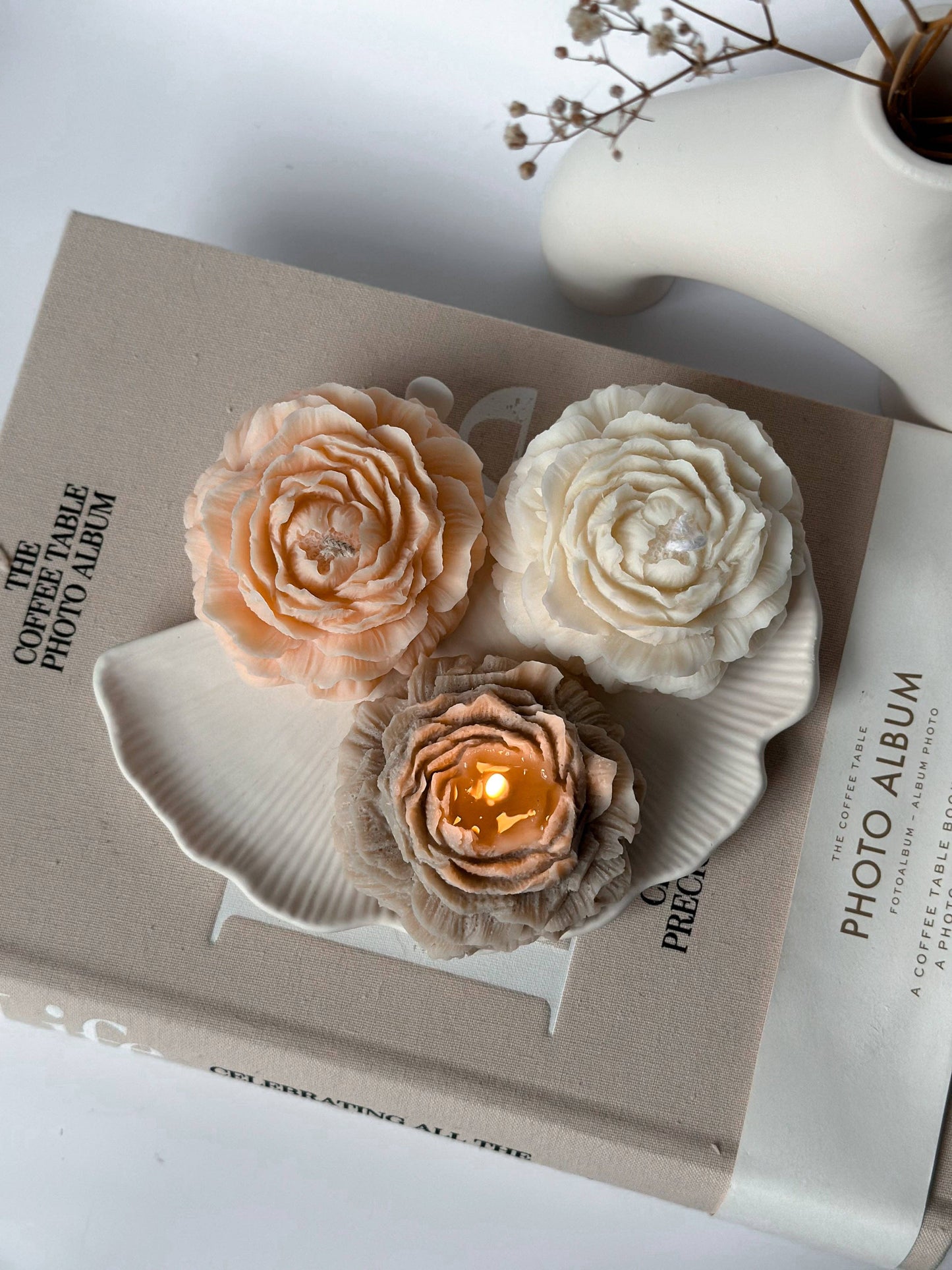 Vela de flor de peonía: Beige