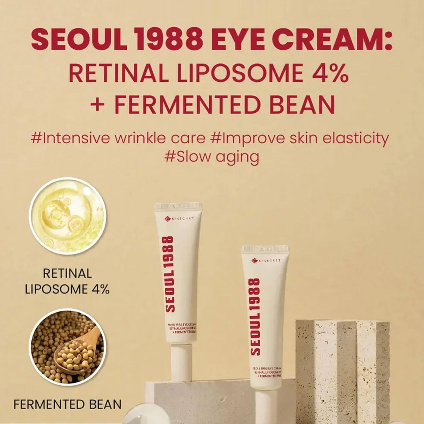 K-SECRET - SEOUL 1988 Eye Cream: Retinal Liposome 4% + Fermented Bean - Firming Eye Cream with Retinal - 30ml