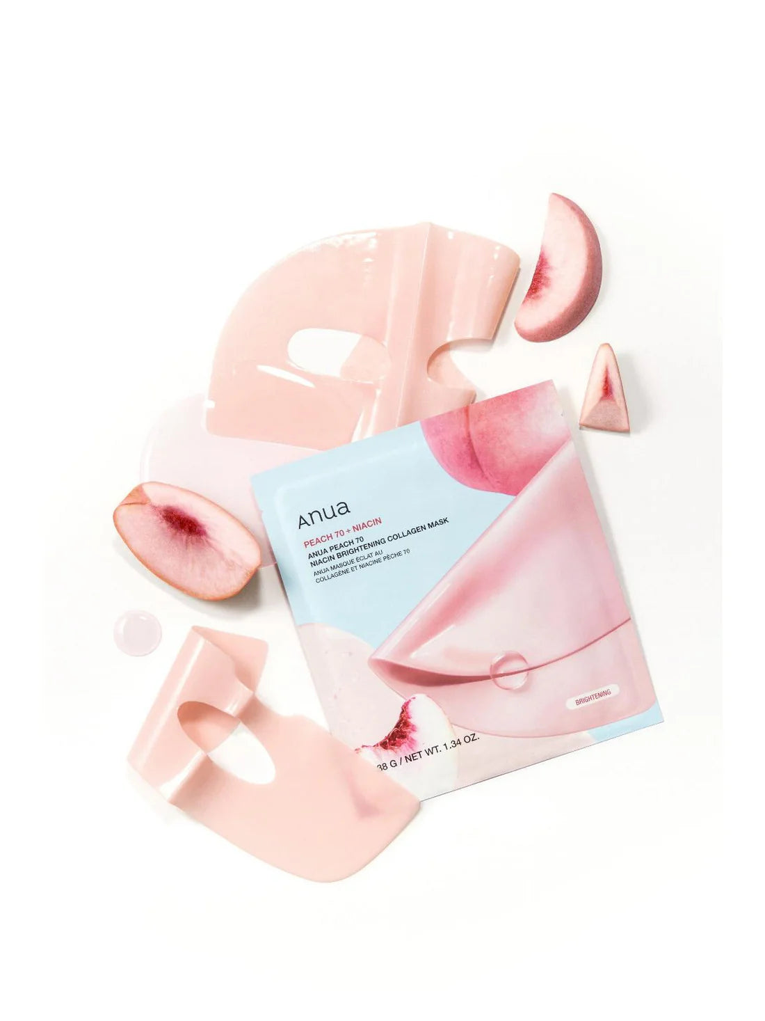Anua - Peach 70 Niacin Brightening Collagen Mask - Brightening Sheet mask with Collagen - 38g, Peach