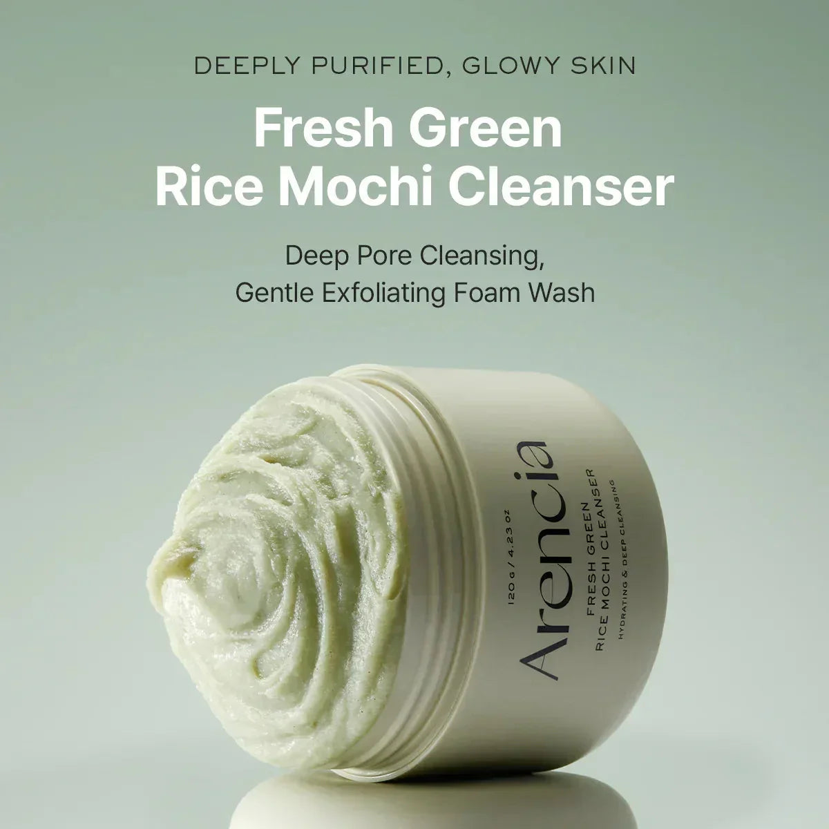 Arencia - Fresh Green Rice Mochi Cleanser - Moisturizing and Cleansing Face Wash - 120g, Fresh Green Rice Mochi,
