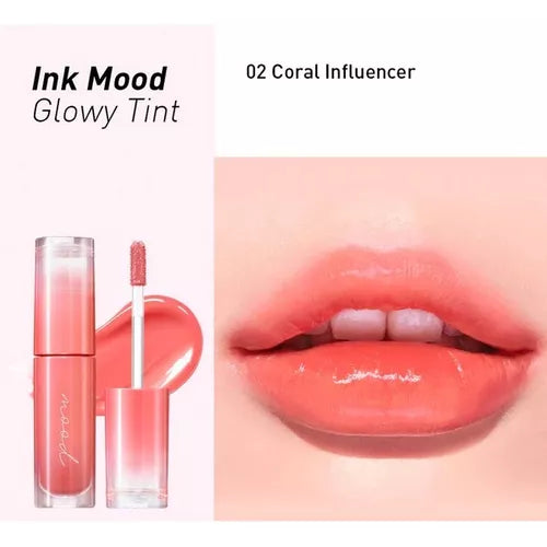 Peripera - Ink Mood Glowy Tint - Longlasting Lip Tint - 02 Coral Influencer