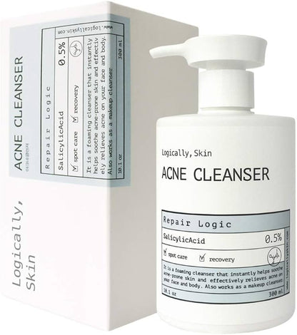 Logically, Skin - Acne Cleanser - Face and Body Cleansing Gel with Salicylic Acid - 300ml,