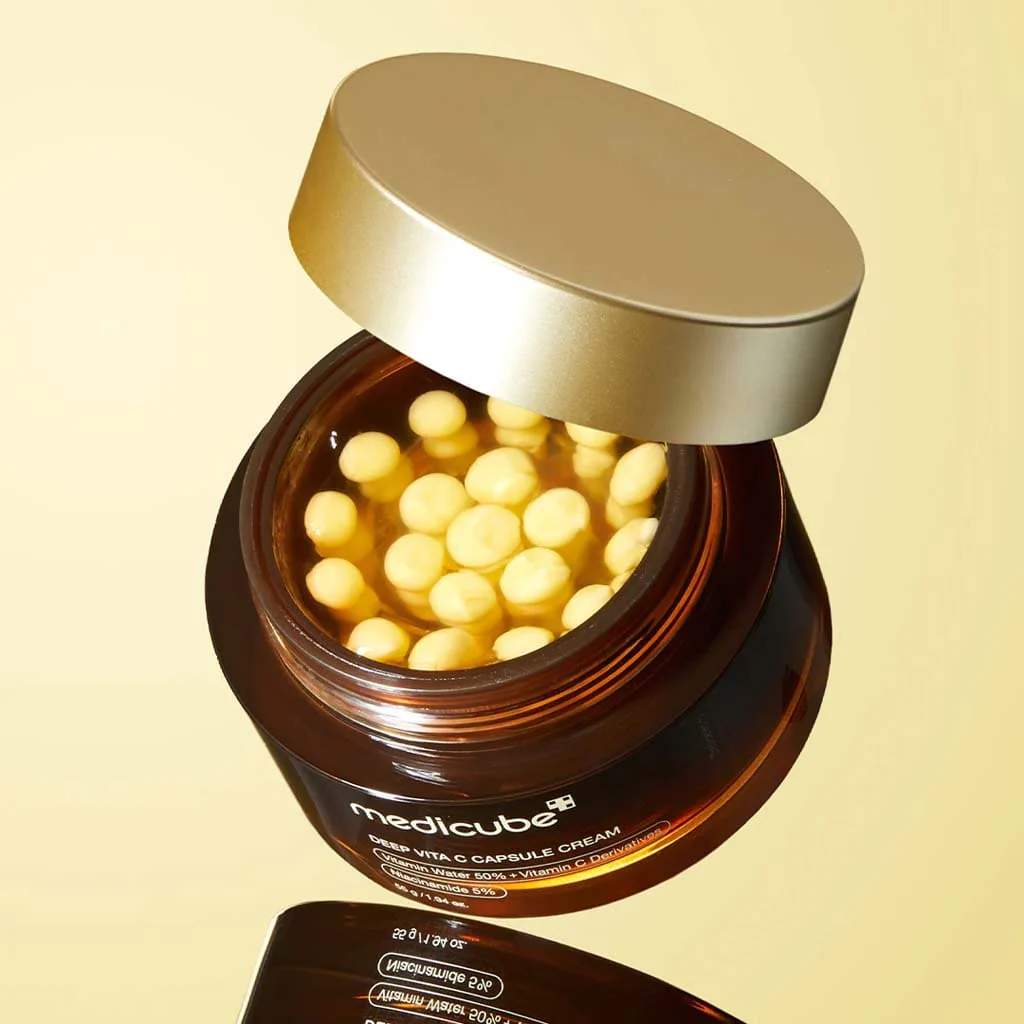 Medicube Deep Vita C Capsule Cream | Crema Iluminadora con Vitamina C y Cápsulas Activas – Cosmética Coreana K-Beauty (55g)