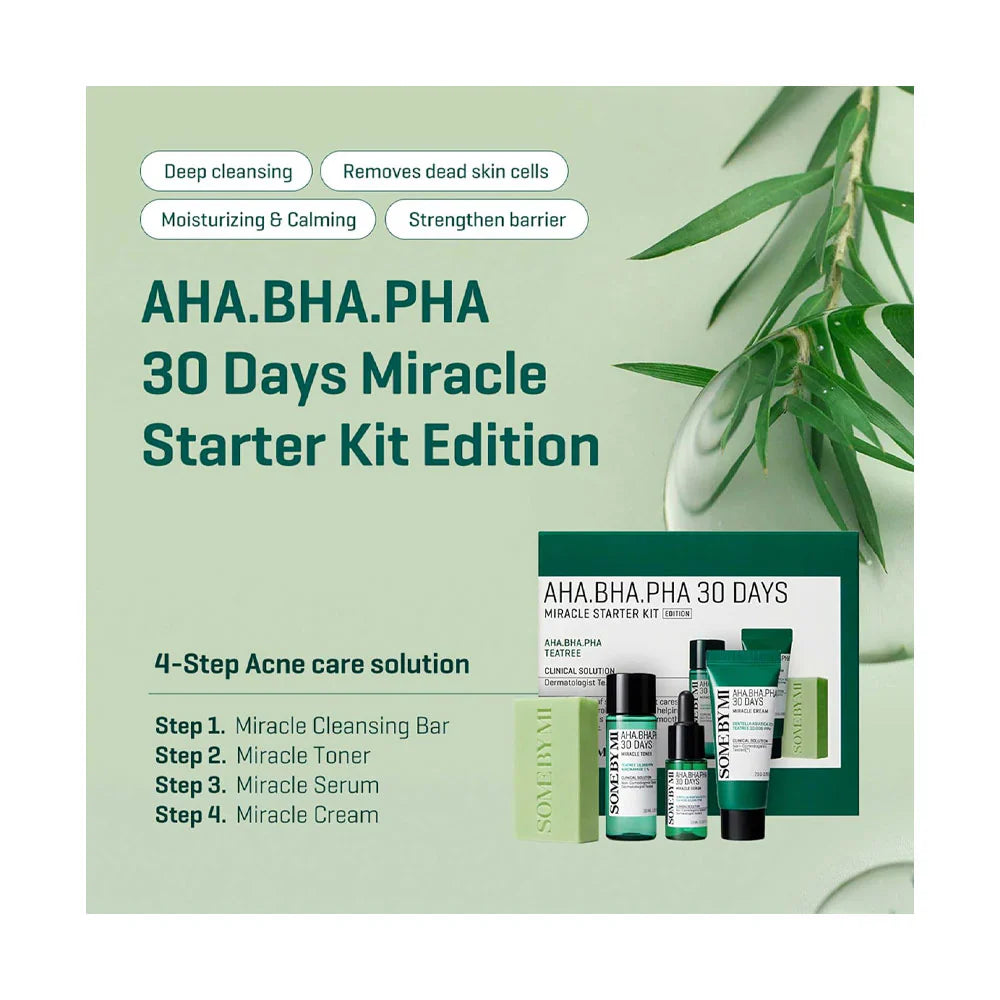 Some By Mi - AHA BHA PHA 30 Days Miracle AC SOS Kit - Acne Skin Cosmetics Kit - 30ml+30ml+10ml+20g