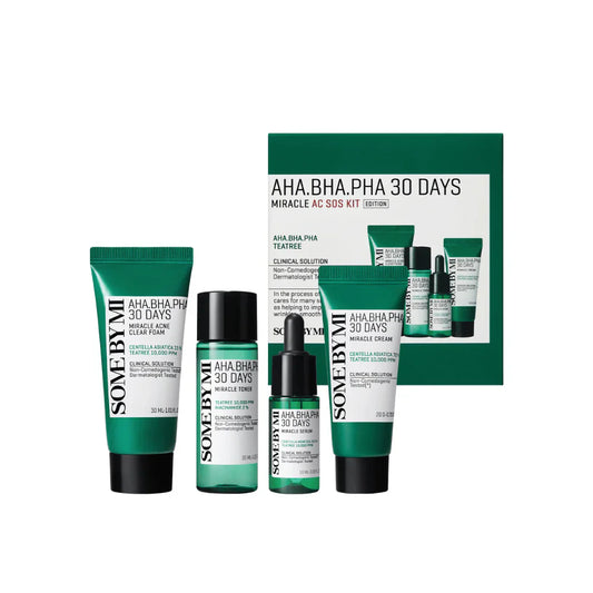 Some By Mi - AHA BHA PHA 30 Days Miracle AC SOS Kit - Acne Skin Cosmetics Kit - 30ml+30ml+10ml+20g